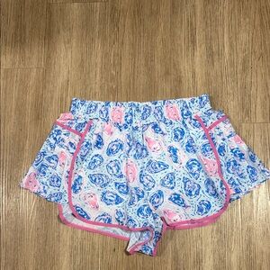 Simply Southern White Shorts with Blue and Pink Swirl Waistband L